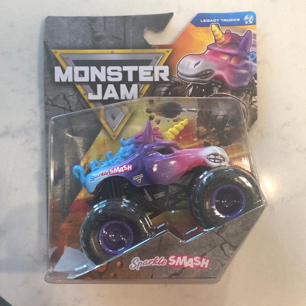Monster Jam Sparkle Smash Toy Truck - Purple and Blue